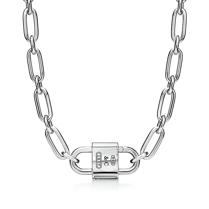 large double lock necklace pendants blue silver heart tag pendant designer womens jewels chain jewelry beautiful accessories match fashion classic gift GJ6911