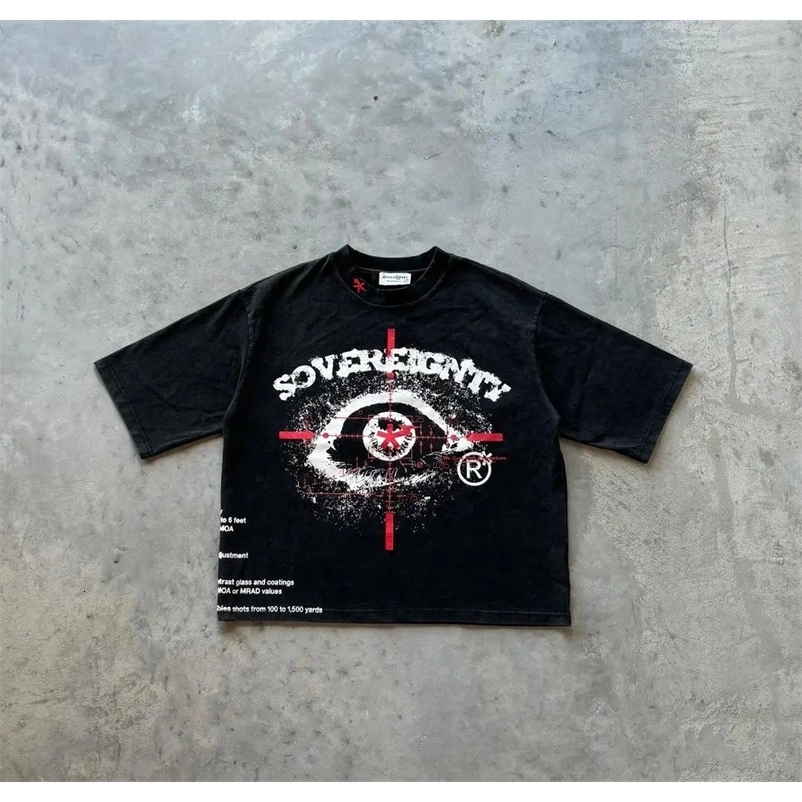 Fashion Women T-Shirt Y2k Gothic Harajuku Retro Street Eyes Pattern Print Oversized Couple top graphic t shirts 240703