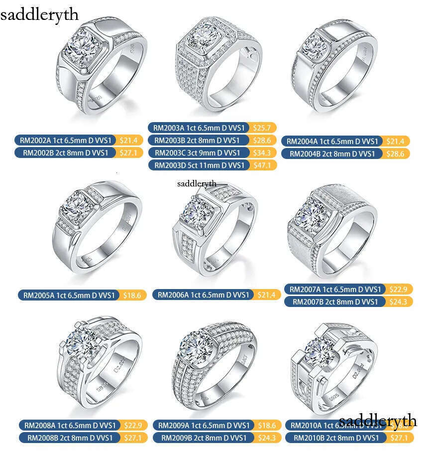 Hip Hop Jewelry Wedding Engagement Gift Sterg Sier Paved VVS Moissanite Iced Out Dia Band Ring For Men f3