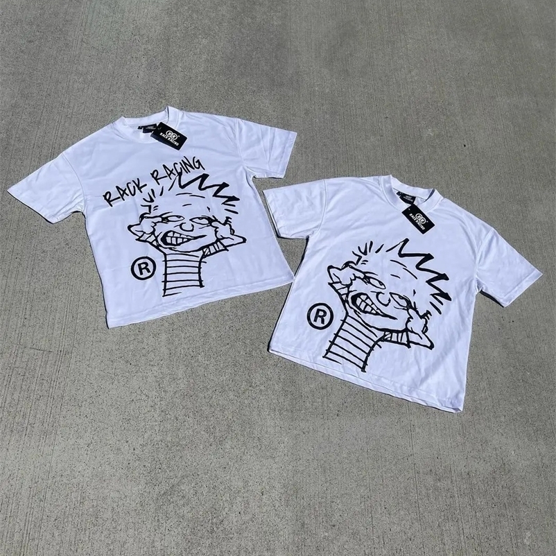 Hiphop letter print graphic t shirts y2k tops in streetwear oversized t shirt gothic harajuku goth men clothing 240530