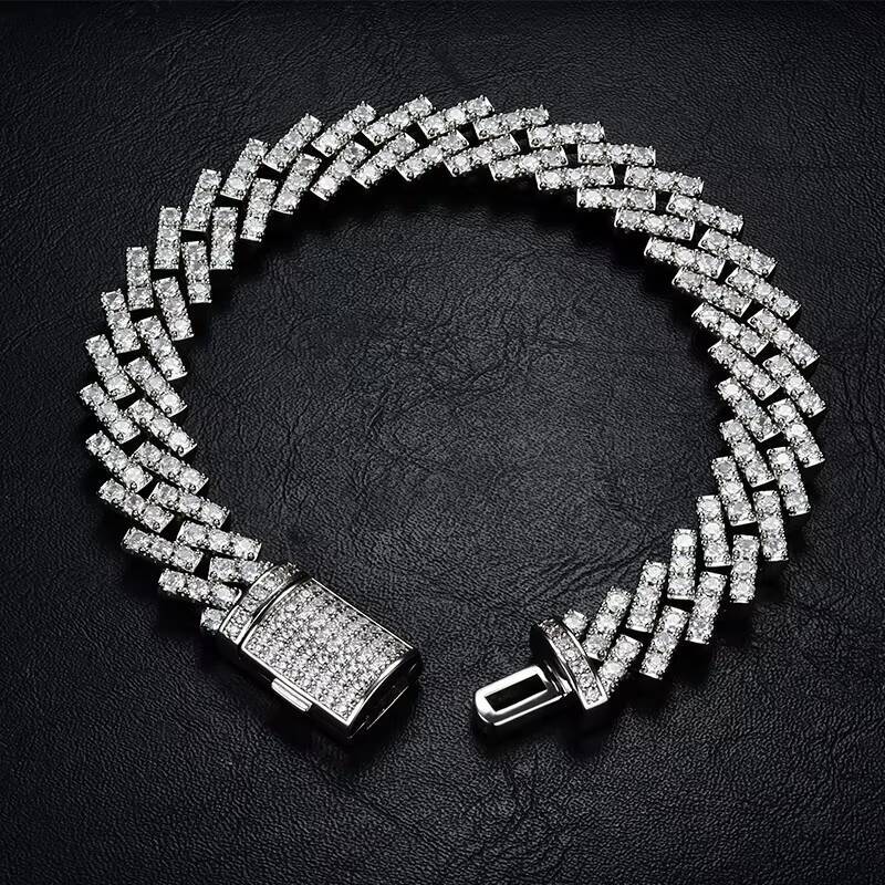 JWY Customized Trend High Quality 925 Sterling Silver Man Hip Hop Jewelry Iced Out VVS Moissanite Bracelets Fashion Chain Link Bracelets