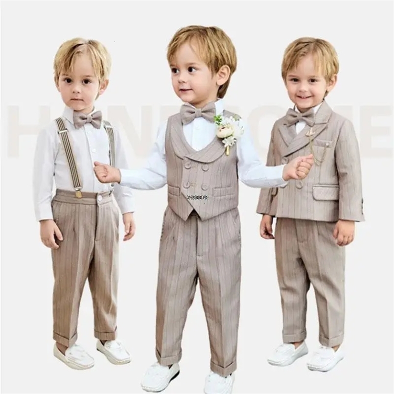 Baby Boys Summer Birthday Dress Kids Beaufitul Pograph Suit Children Formal Wedding Performance Dance Tuxedo Wear 250219