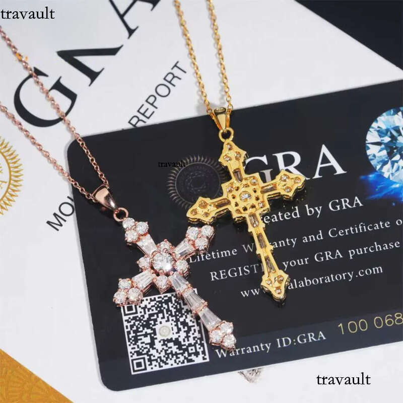 Pass Tester Classic Iced Out Hip Hop Style Link Chain Sier VVS Moissanite Dia Women Jewelry Cross Pendant Necklace