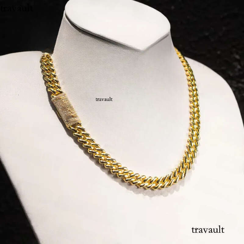Hip Hop Jewelry Cuban Link Miami VVS Moissanite Sterling Sier 10MM Without Dia Chain Iced Out Necklace Chains