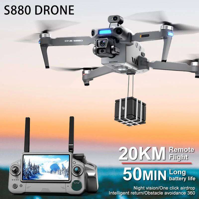 New S880 PRO MAX Profesional GPS Drone With 8K Camera 3-Axis Gimbal 5G Wifi Brushless RC Quadcopter Screen Control Fishing Dron