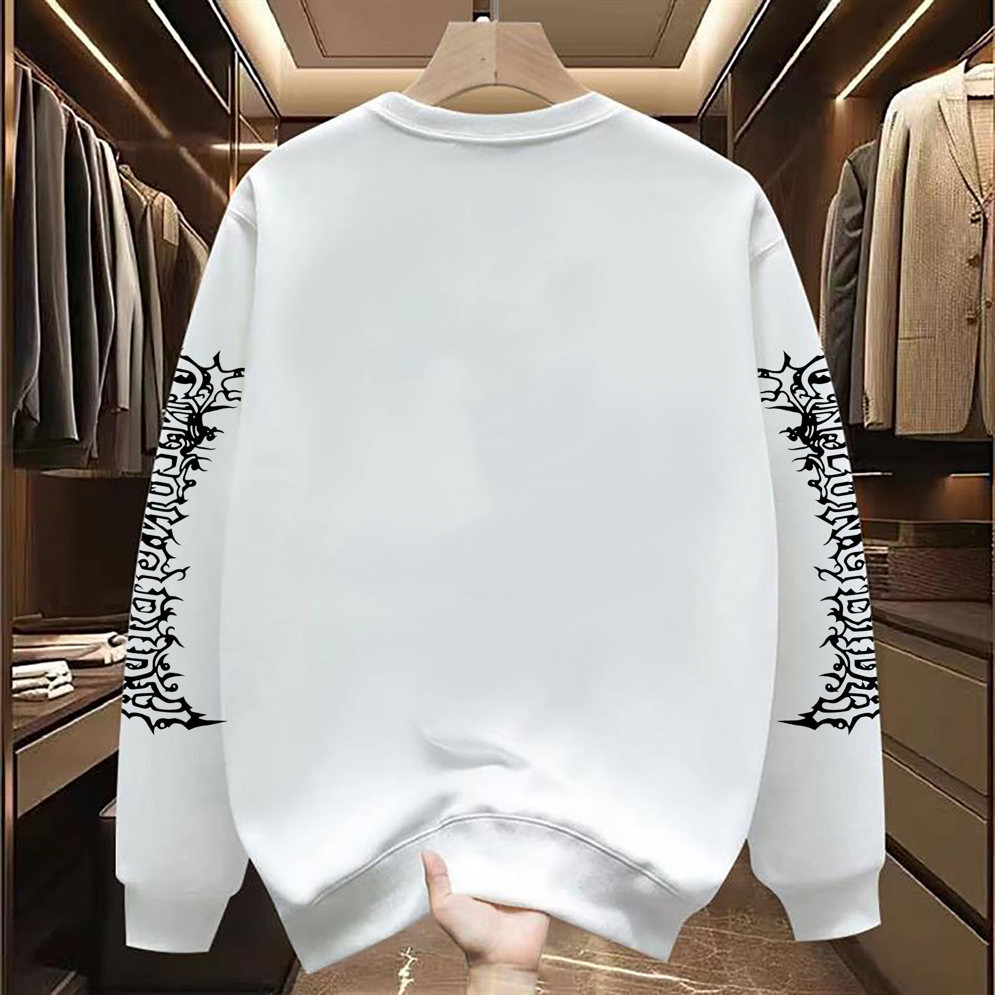 Graphic Letter Designer Print Luxury Sweatshirt Unisex Loose Fit Pullover for Men and Women Oversized Pullover with Front and Sleeve Print