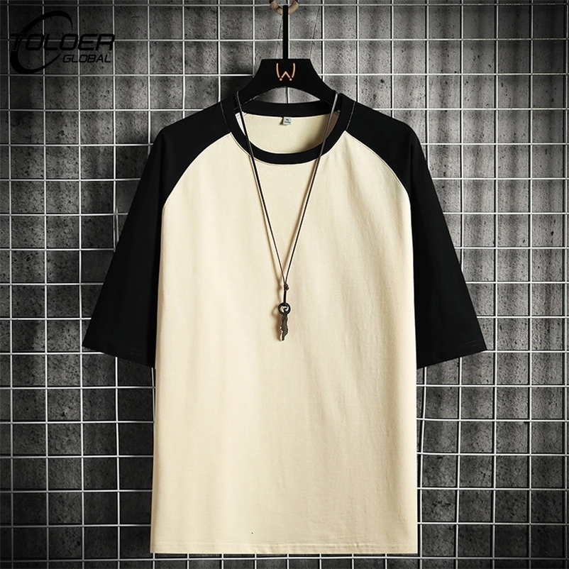 Men's T-Shirts Summer Men's Patchwork T-shirt 100% Cotton High Street Short Sleeve Hip Hop Loose O-neck T Shirt Casual Male Oversize Tees 23