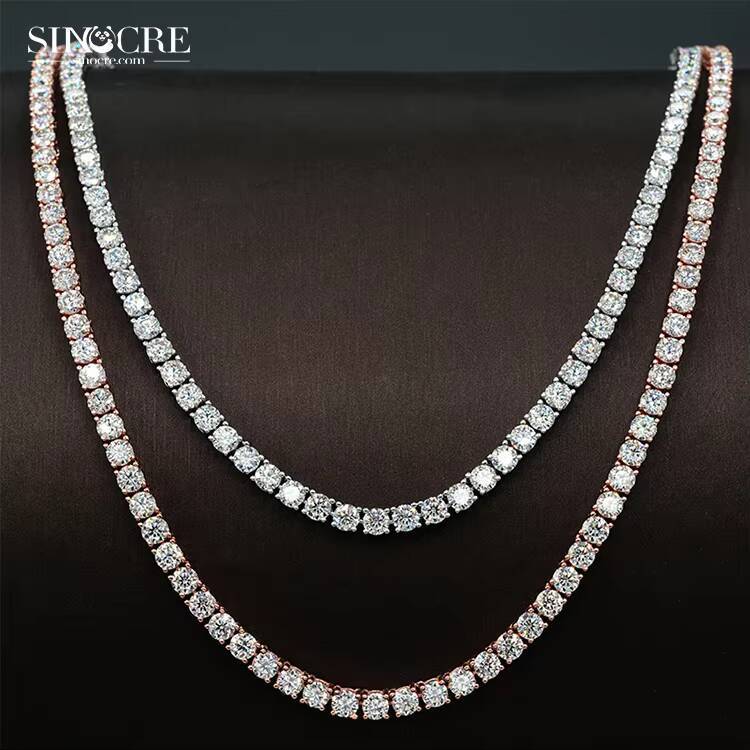 3Mm Moissanite Tennis Necklace 2 Side Brand New Sinocre HipHop Men