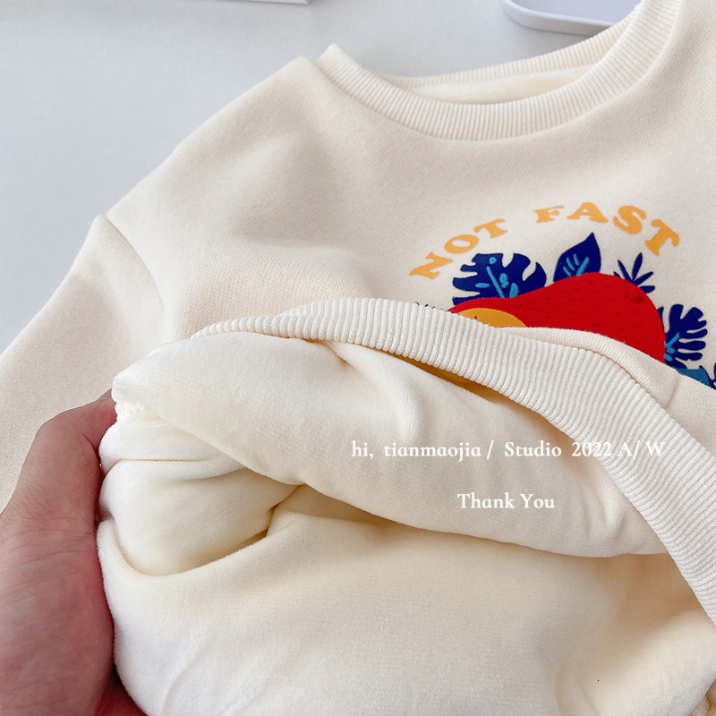 Winter Girls' Fleece Sweatshirt Children's Cartoon Casual Top Boys' Korean Style Loose Pullover Clothing