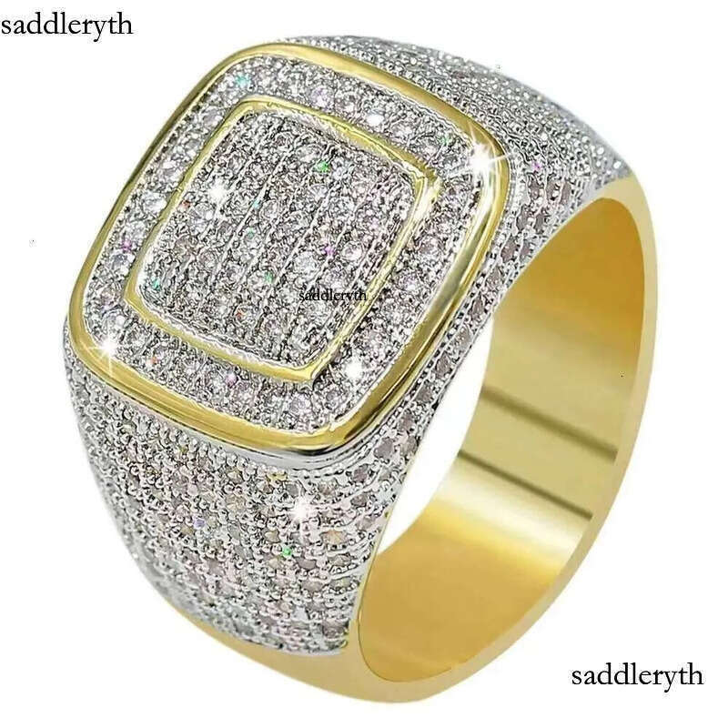 2024 Iced Out Jewelry Vvs Moissanite Men Hip Hop Real Gold Hiphop Gemstone Rings Zf Round m Champion Ring 78