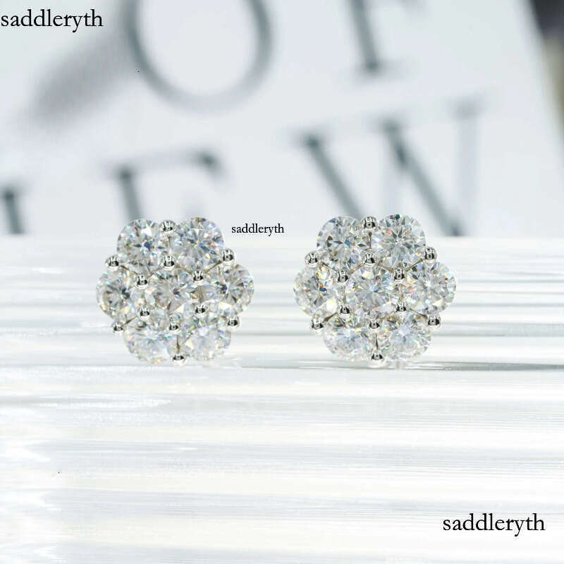 Hiphop style passed dia test wer shape round cut VVS DEF sterg sier women men moissanite earring 3b