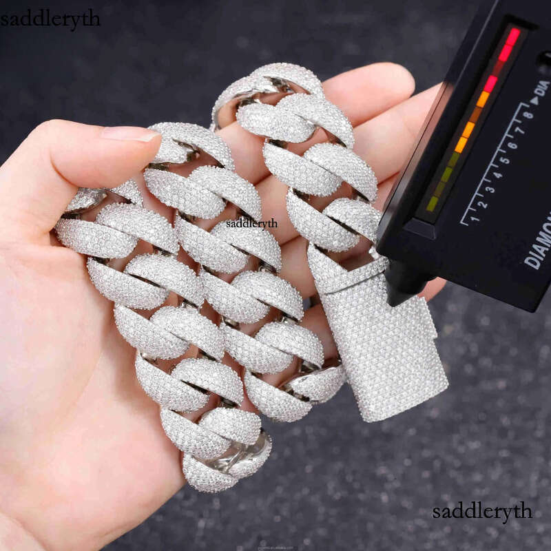 22mm Heavy Mossanite Jewelry For Men S Solid Sier Hip Hop Necklace VVS Moissanite Cuban k Chain