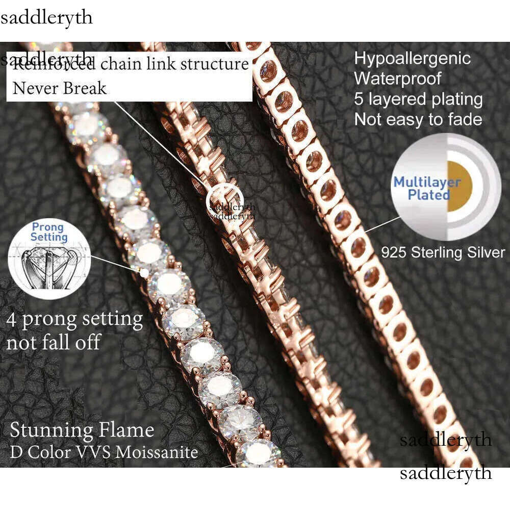 Bracelet necklace hip-hop tennis Sterling Sier VVS Moissanite Dia Cluster Iced Out Cuban Chain for Men Women