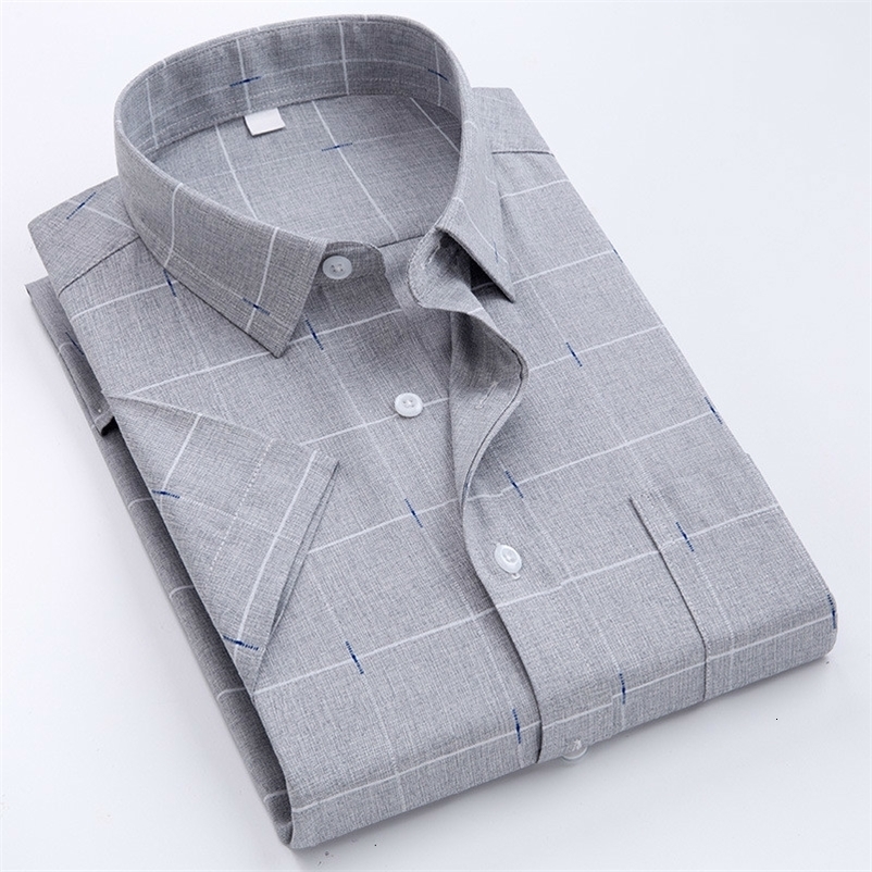 Men's Casual Shirts Quality Men's Short Sleeve Casual Shirt Summer Soft Button Down Collar Classic Style Male Man Plaids Shirts 230314