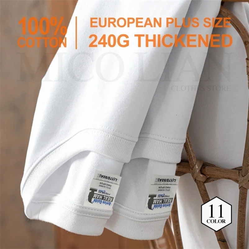 Plain T-shirt Men 100% Cotton 240g Heavyweight High Quality Basic Solid Color Loose Women Tshirts Oversize Eurocode Tops Tee 240429