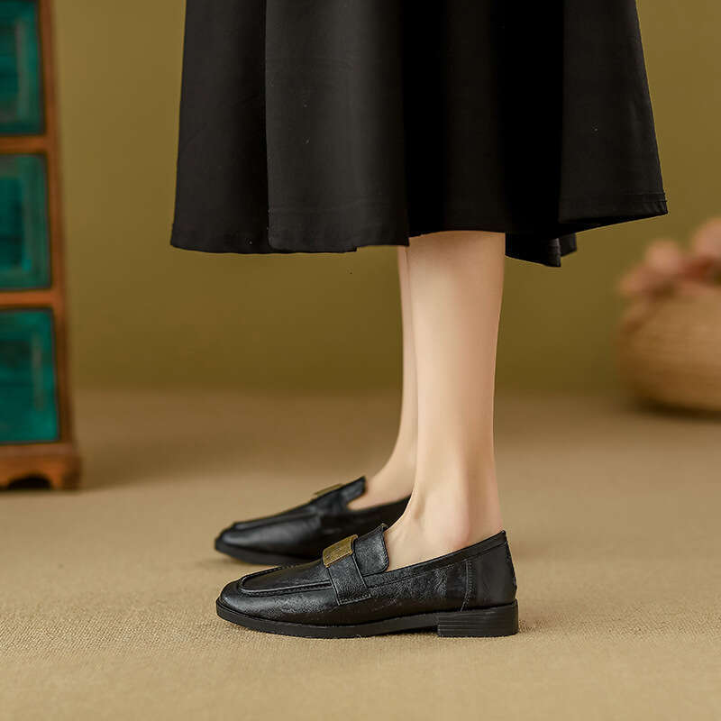Plus 35-42 Flat Designer Shoe Soft Leather Moccasins Professional Loafers for Women British Style Large Size Women's Shoes 40-42 's