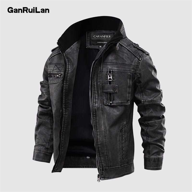 Men's PU Leather Jacket Winter Military Pilot Bomber Jackets Autumn Fashion Outerwear Motorcycle Biker Leather Coat JK18022 211018