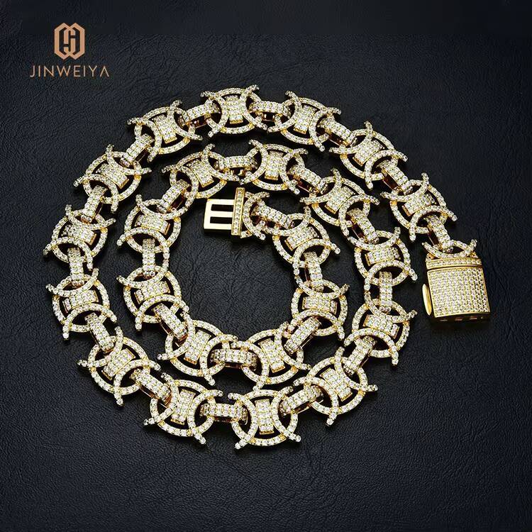JWY High Quality Fashion Gold and Silver Plated Brass Hiphop Jewelry Cuban Link Chain Necklace for Men