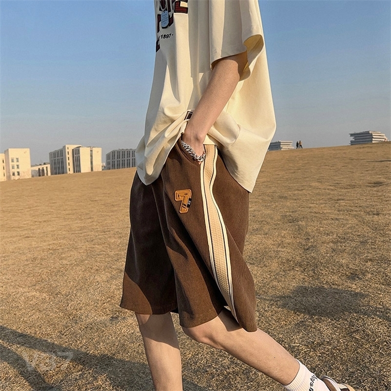 Men's Shorts Summer Y2k Shorts for Men American Retro Loose Straight Short Pants Fashion Strip Contrasting Color Oversized Gym Shorts 230706