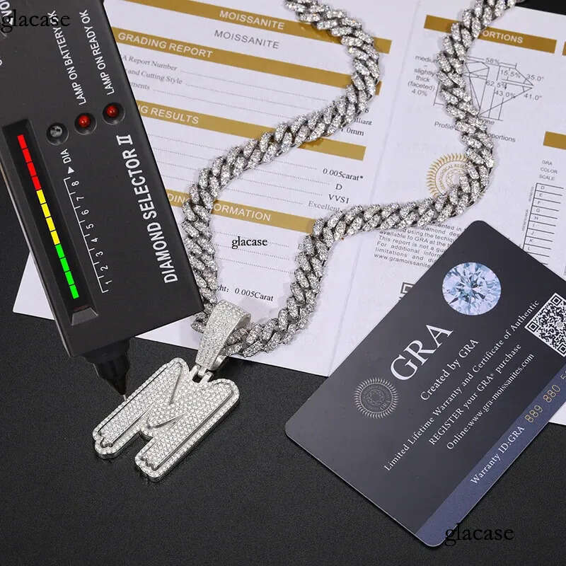 Fine New Sier Moissanite Classic Letters Pendant Punk Hiphop/Rock For Men Hip Hop Jewelry