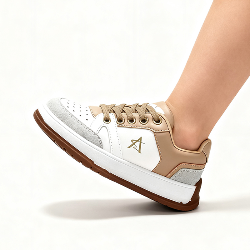 Casual Shoes Kids' Retro - Style Color - Block Casual Sneakers - Brown & Black Suede & Leather Mix, Lace - Up Design