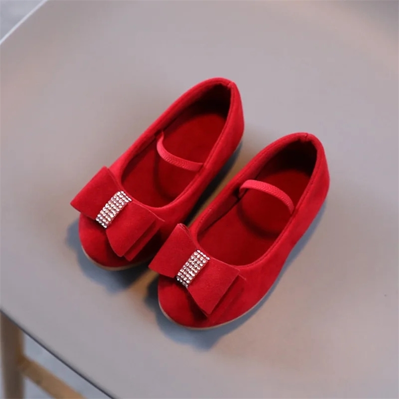 Little Girl Leather Shoes Simple Fashion Children Princess Shoes Solid Color Flats Causal Kids Versatile Bowtie Loafers Moccasin 250219