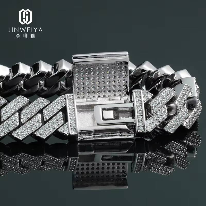 Hip Hop 925 Silver Cuban Chain Necklace for Men VVS Moissanite Moissanite Gold Plated Link Chain for Anniversaries