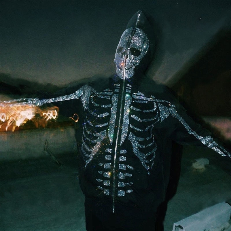 Men's Hoodies Sweatshirts Zip Hoodie skeleton goth Sweatshirt Sport Coat Pullover Gothic Long Sleeve Oversized hoodie Y2k jacket Men's hoodi