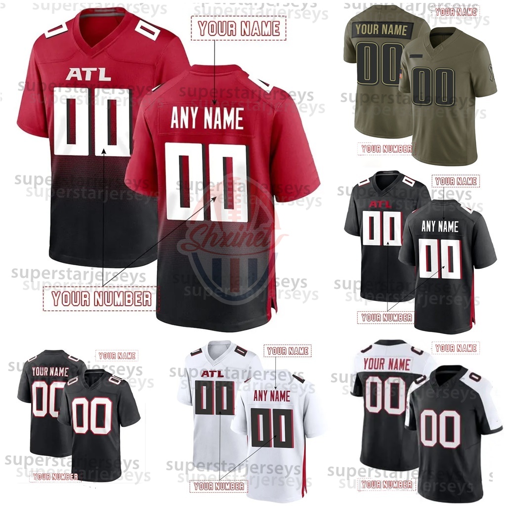 7 Bijan Robinson 9 Michael Penix Jr. 18 Kirk Cousins 5 Drake London Personalized Customized Football Jersey 2025 Olive Salute Custom Any Number Name For Men Women Youth