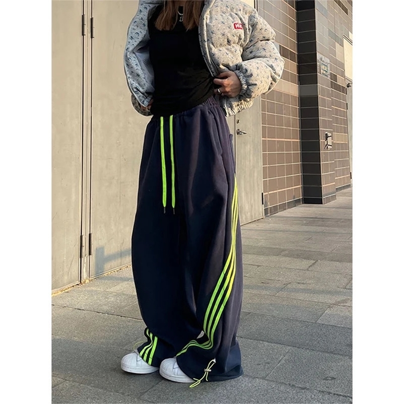 MEXZT S-3Xl Y2K Striped Sweatpants Women Streetwear Oversized Joggers Summer Harajuku Black Wide Leg Pants Korean Baggy Trousers 240530