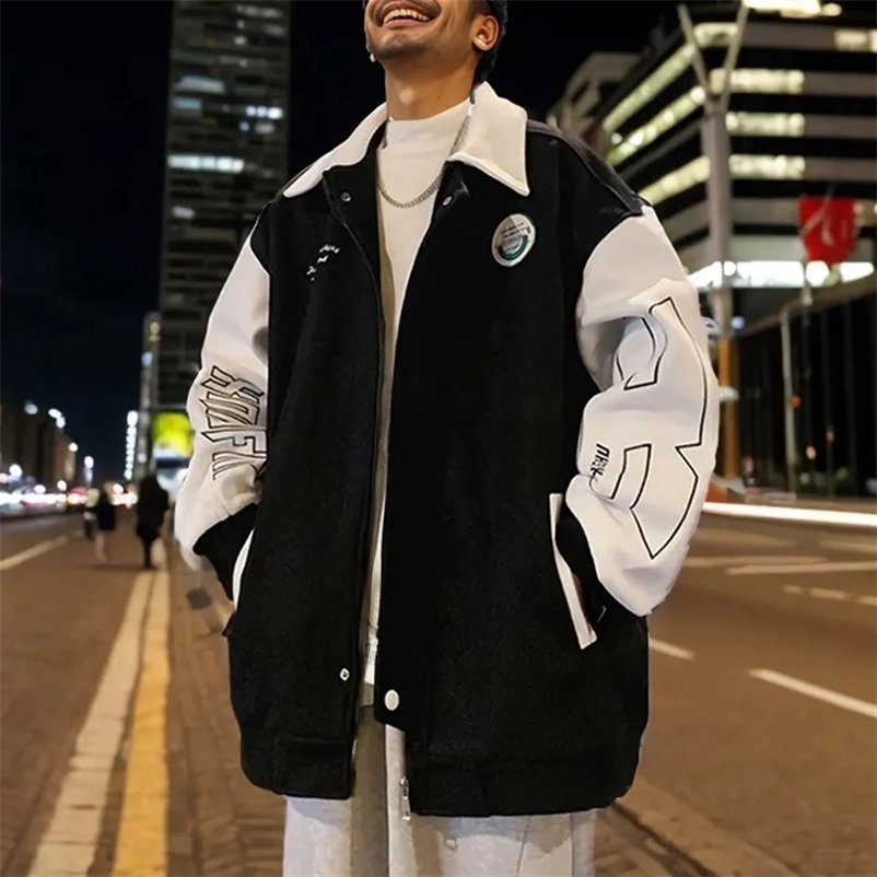 Men's Jackets Autumn Winter Vintage Bomber Jacket Men Harajuku Casual Streetwear Color Spliced Pockets Oversized Coat Jackets Fashion Y2K 231005
