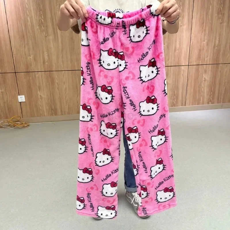 Sanrio Y2K Hello Kitty Pajamas Pants Anime Womens Pajama Pants Cartoon Couple Home Sleepwear Trousers Leisure Home Clothing L2509251