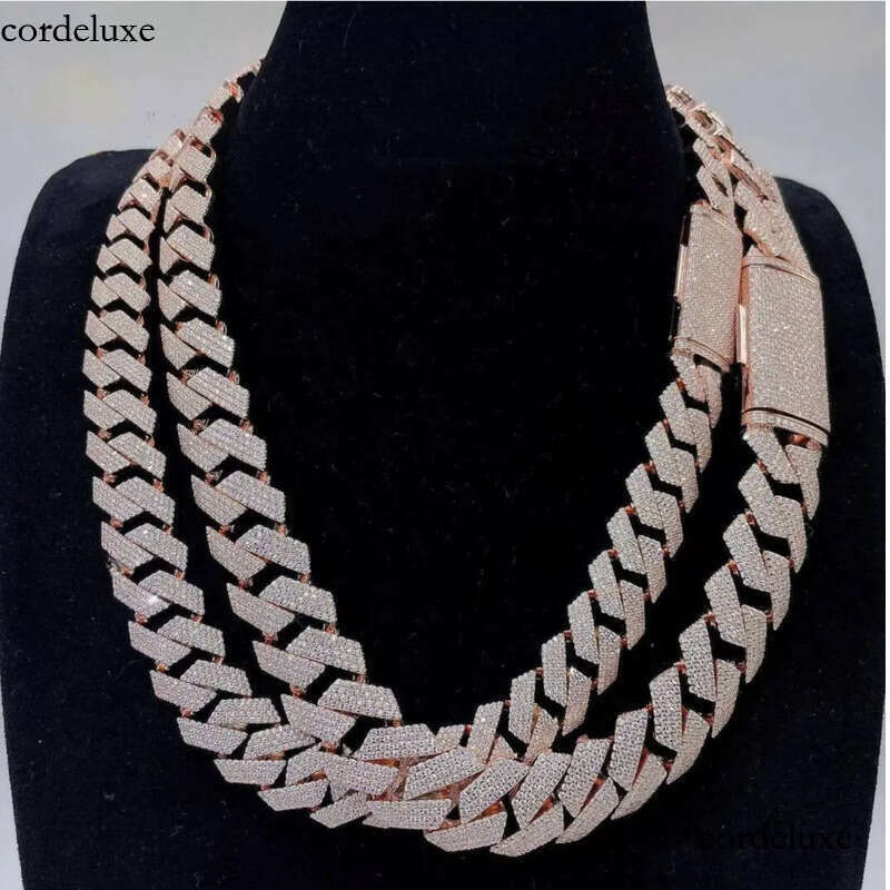Custom 550 grams Sier Cuban Link Chain Big Rappers Hip Hop Style with Moissanite Dias Yellow Gold Material for Gift 79