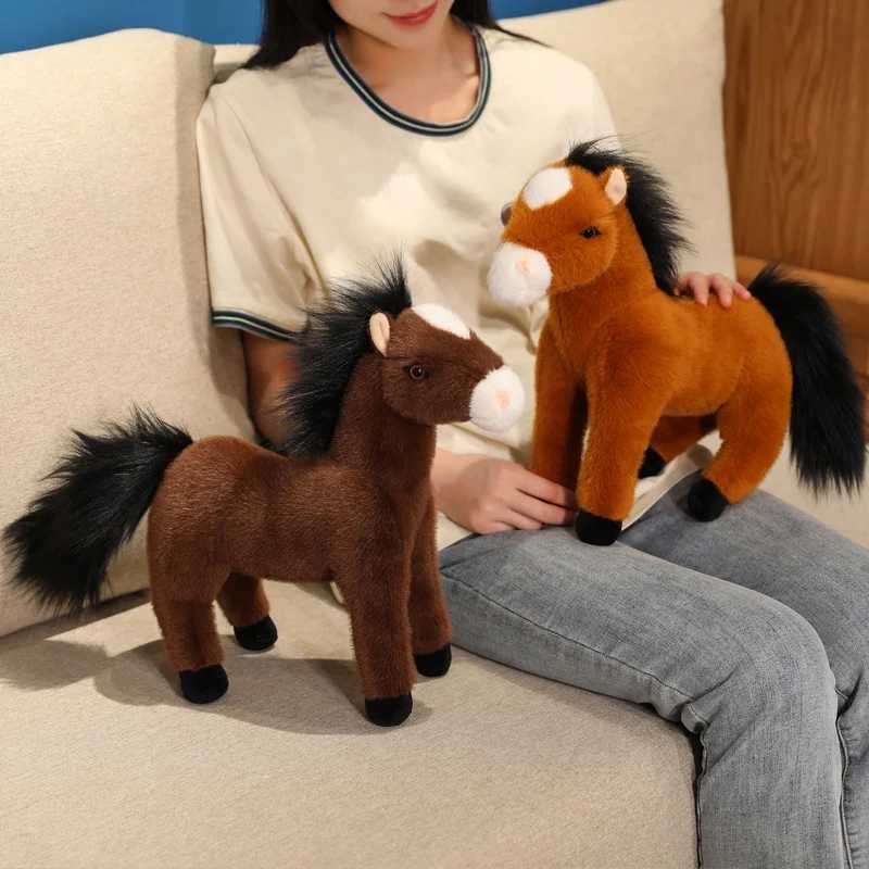 1Pc 30CM Simulation Horse Plush Toys Lovely Hairy Horse Dolls Stuffed Soft Animal Pillow Mascot Toy Shooting Props C250925