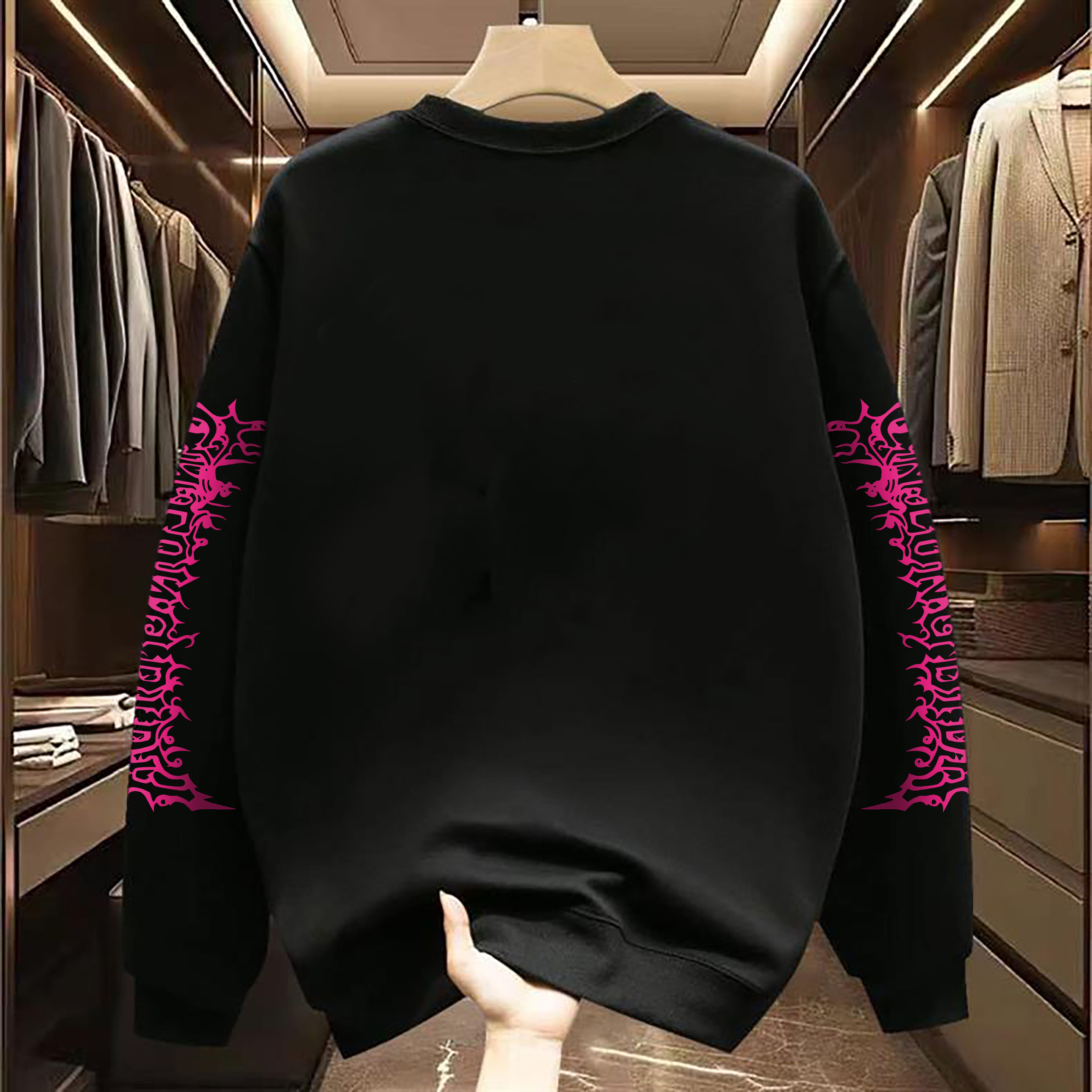 Graphic Letter Designer Print Luxury Sweatshirt Unisex Loose Fit Pullover for Men and Women Oversized Pullover with Front and Sleeve Print