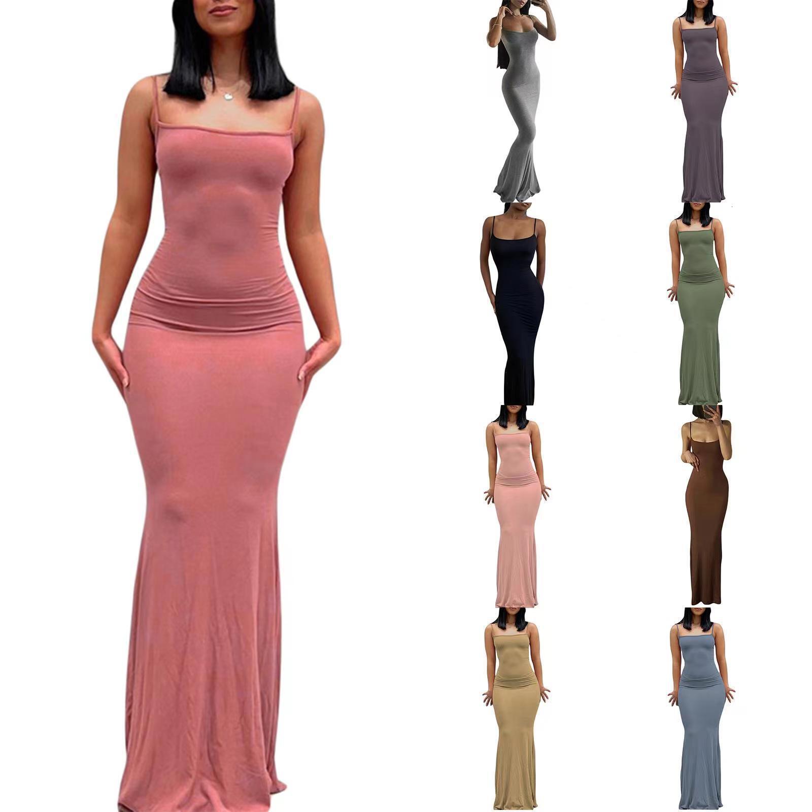 Sleeveless Women's High-End Pure Desire Style Bodycon Sexy Slim Fit Milk Silk Long Mermaid Dress