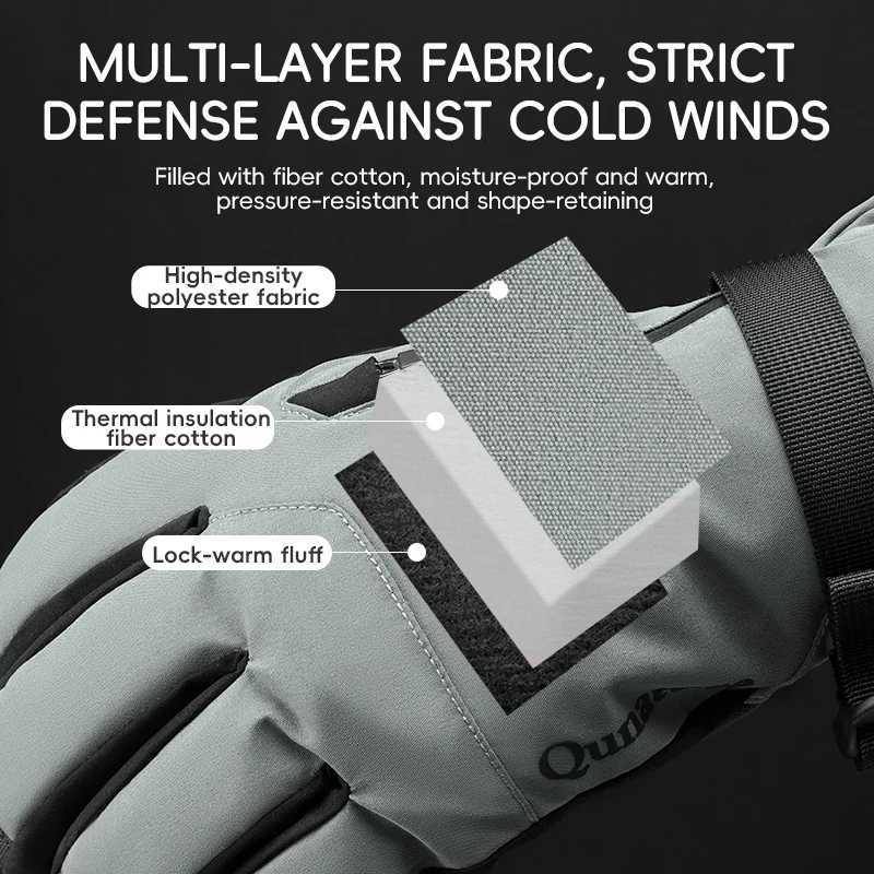 Qunature Ski Gloves Touchscreen Waterproof Keep Warm Ski Gloves Extended Wrist Palm antislip PU Snowboard Gloves Windproof Z250925