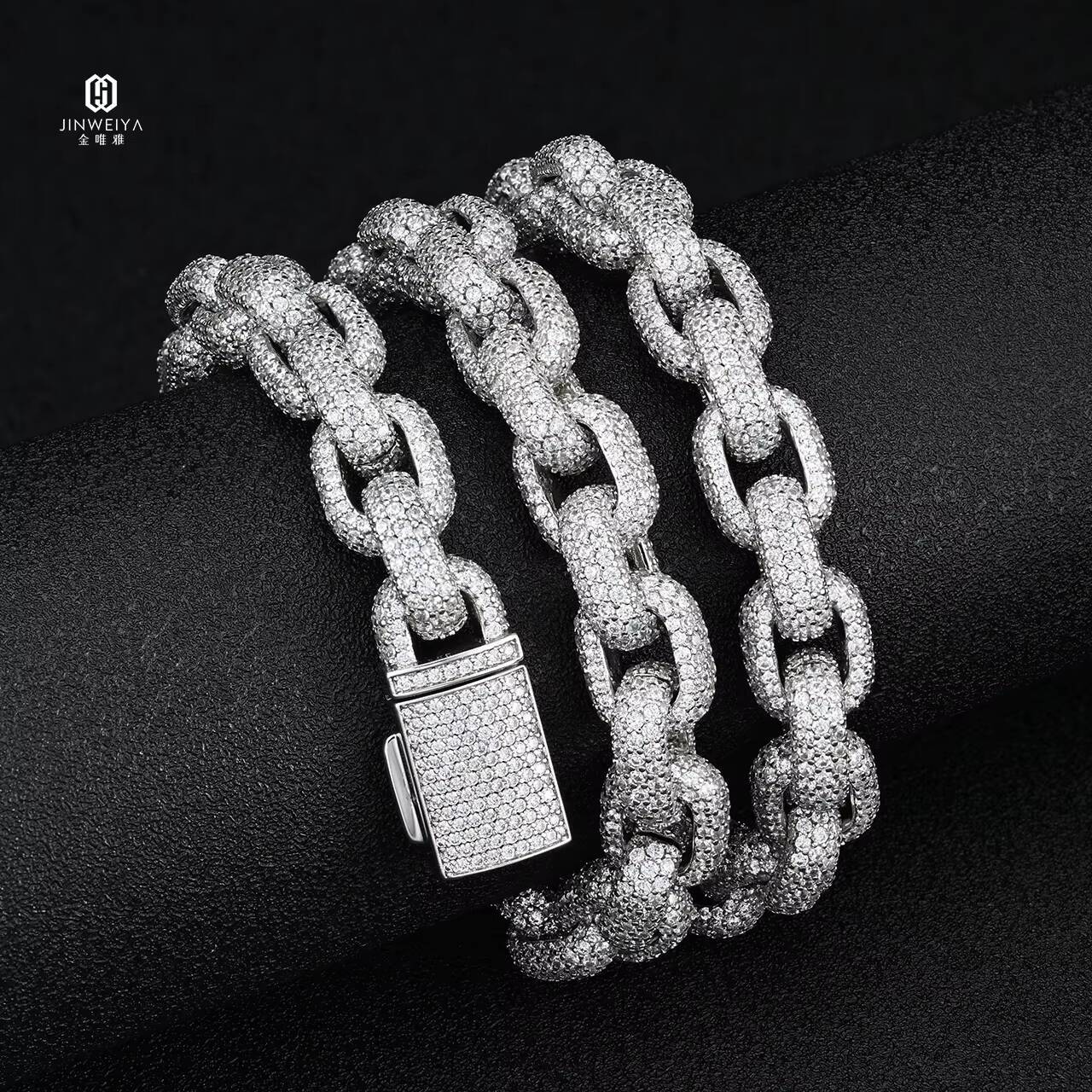 New Arrival Bulk Orders 10mm Full Diamond OCuban Chain Necklace Customized Trend S925 Silver 5A MoissaniteMoissanite Hiphop Jewelry Strand