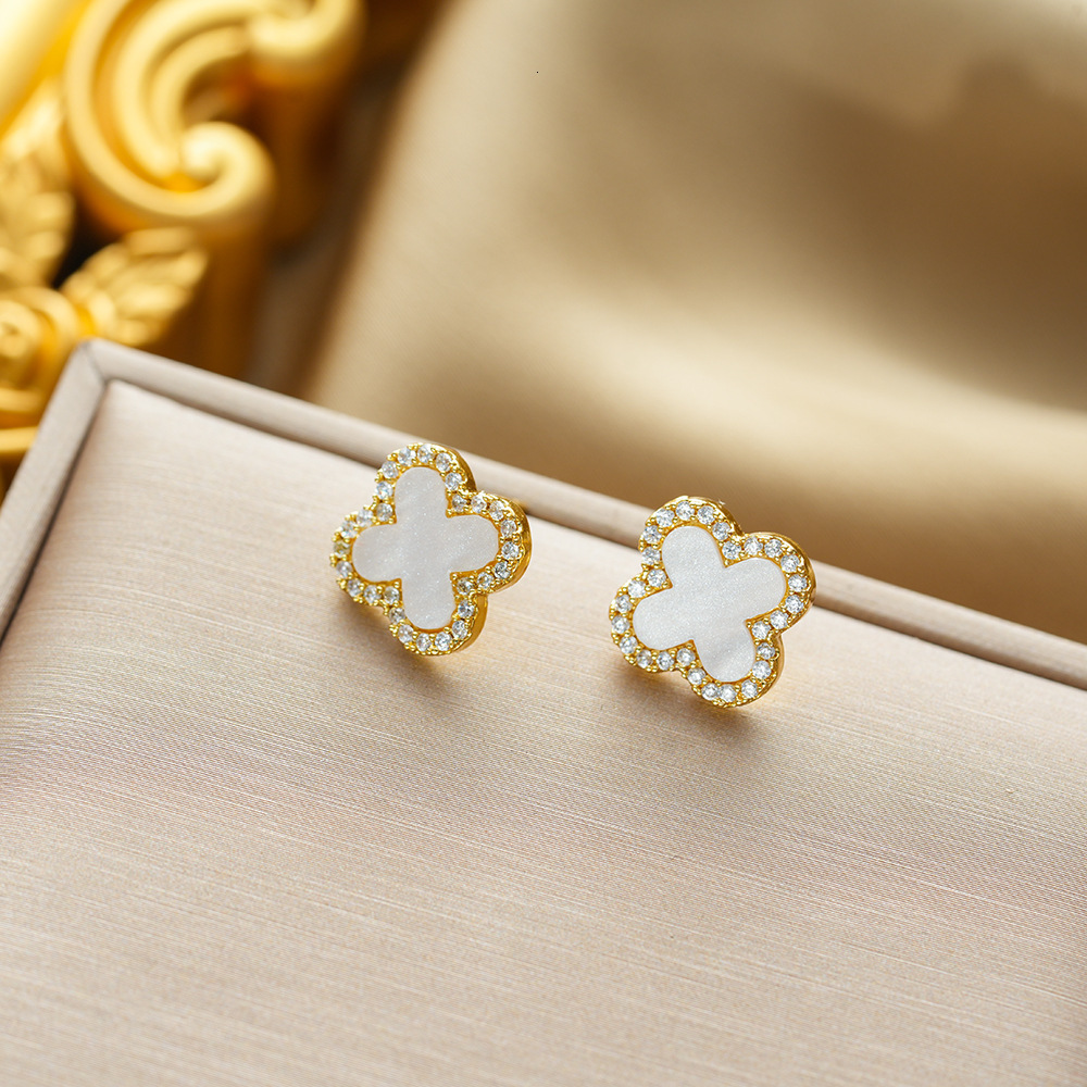 earring nonfadingkorean and japanese new style lucky fourleaf clover fashionable personality versatile elegant highend earrings designer earrings