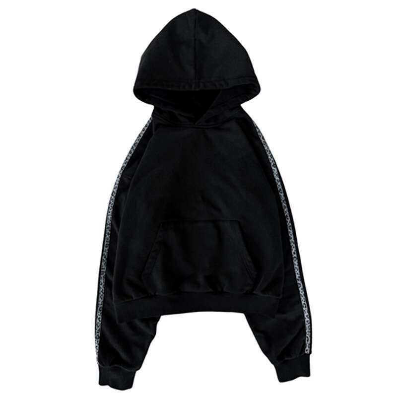 Hoodie Autumn Winter Loose High Street Style Hip Hop Leopard Print Striped Patchwork Long Sleeve Hooded Pullover Sweatshirt