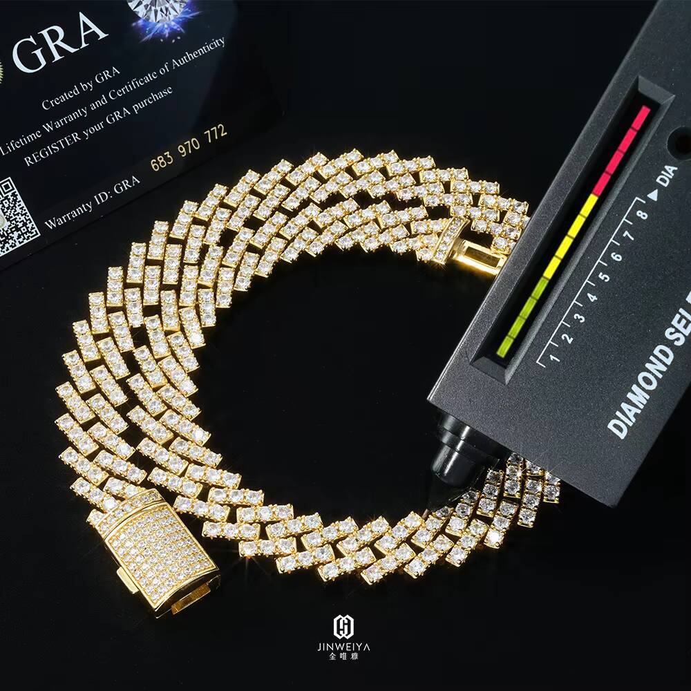 Customized Trendized 15mm Diamond Cuban Link Hip Hop Necklace 925 Silver Iced Out VVS Moissanite Bling with Rhodium Plating