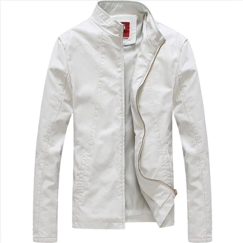 Men's Leather Faux S-4XL White Jacket Spring Coat Short Slim Motorcycle Clothing Male Outerwear 220913