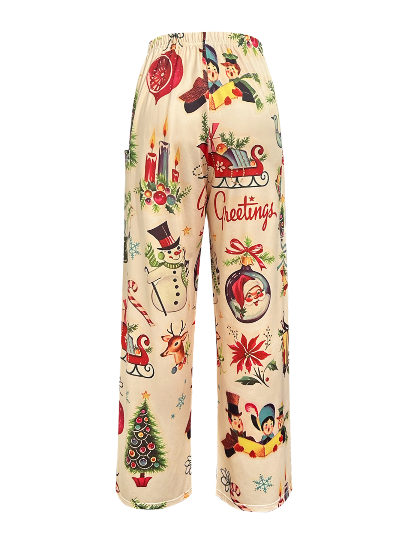 Chic Festive Design Ladies Jogger Style Ankle Length Bottoms Featuring Storage Compartments-CF41031