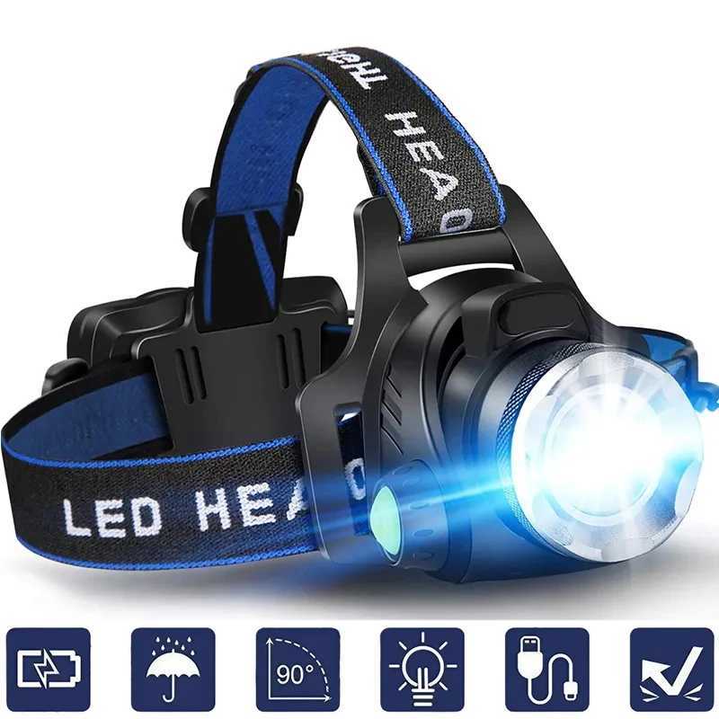 Powerful LED Induction Headlamp Use18650 Rechargeable battery Headlight Aluminium Outdoor camping Lamp High Lumen Head Torch J250925