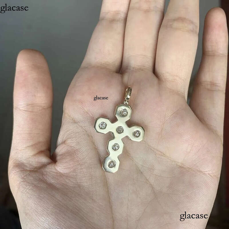 New Design 4mm 5mm 6mm Moissanite Dia Halo Hip Hop Cuban Cross Pendant for Tennis Chain Jewelry