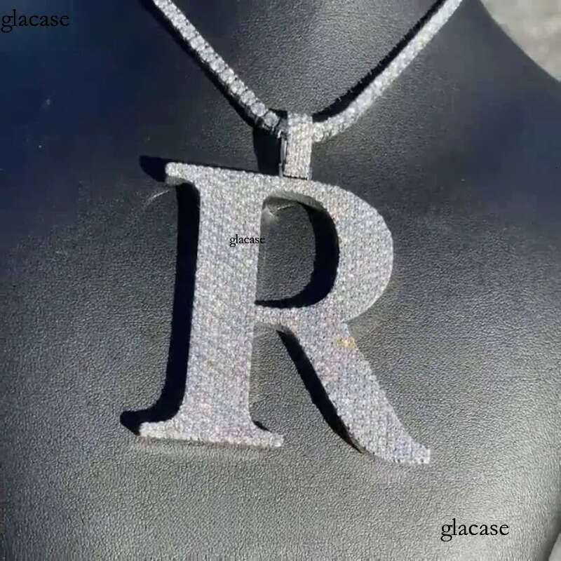 Custom Iced Out Dia Sier Vvs Moissanite Letter Necklace Pendant Hip Hop Jewelry