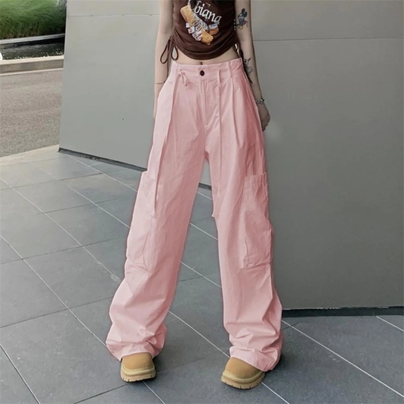 Y2K Casual Cargo Pants Women Streetwear Drawstring Loose Wide Leg Straight Trousers Fashion Lady Oversize Sweatpants 240530