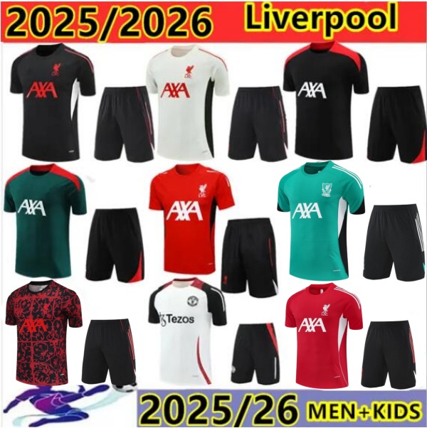 2025 2026 salah football tracksuit kit 25 26 LFC mens kids half pull training jersey football tracksuit survetement foot chandal footballtracksuit