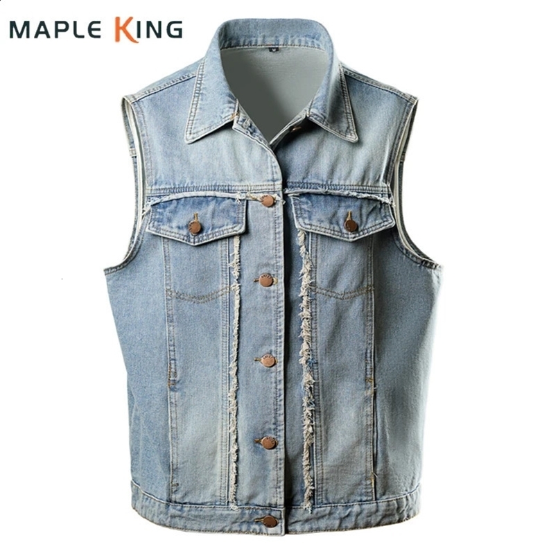 Vintage Mens Denim Vest Spring Autumn Zipper Pocket Waistcoat Mens Cowboy Washed Jeans Vests Sleeveless Jacket 250206
