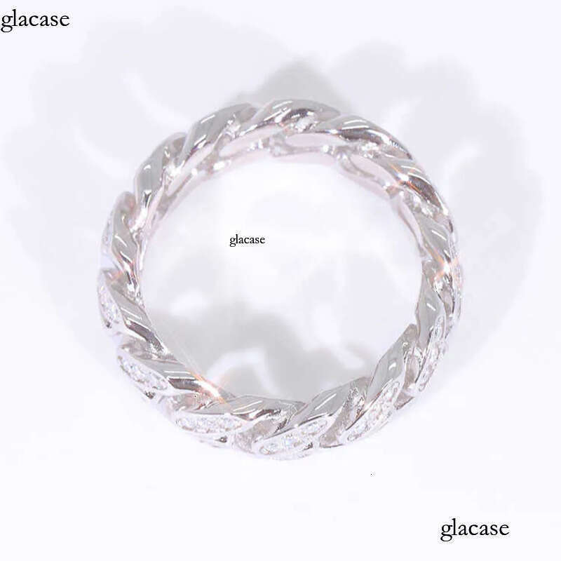 Custom Moissanite Cuban Ring S Sier with 2rows Hip Hop Mens White Gold Plated Vvs Dia Rings